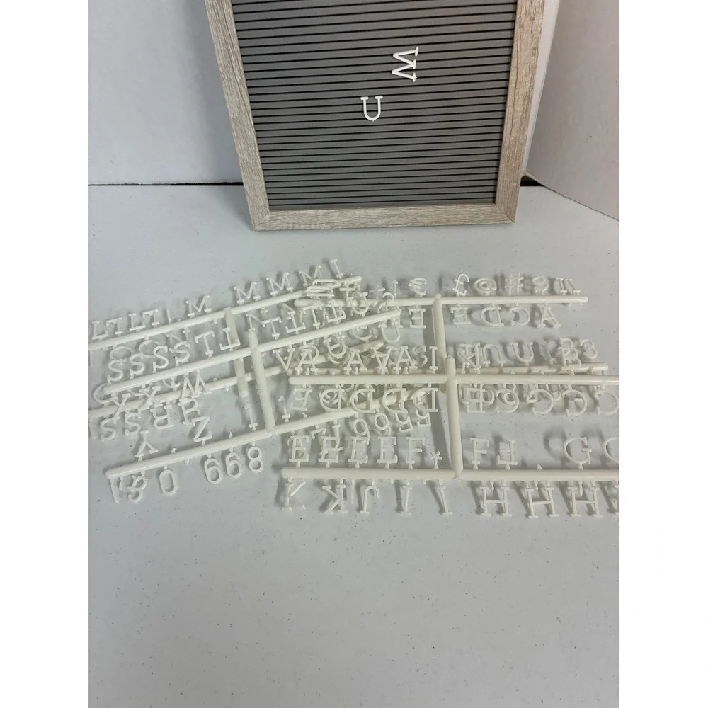 Pearhead Grey Felt Letter Board Light Wood Grain Frame with White Letters 10x10